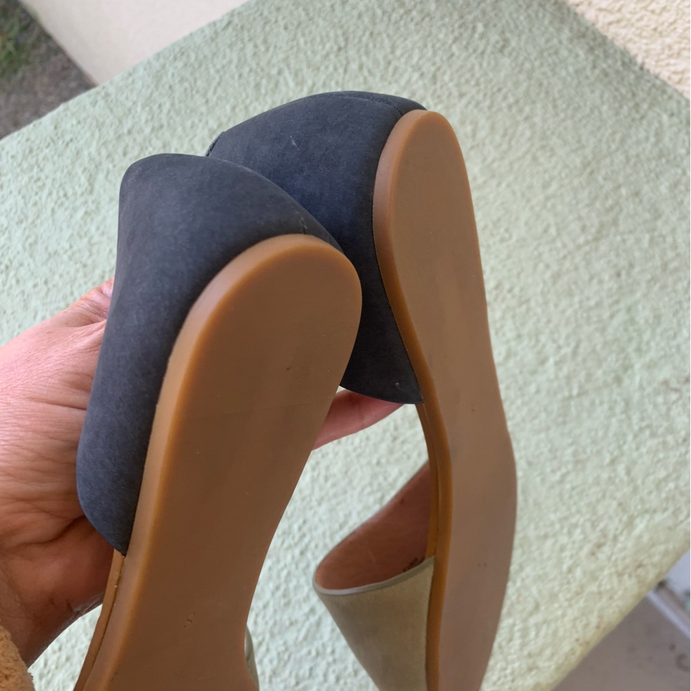 Madewell Thea Suede Leather Flat Sandals Green and Navy Blue Size 8 - Picture 7 of 9